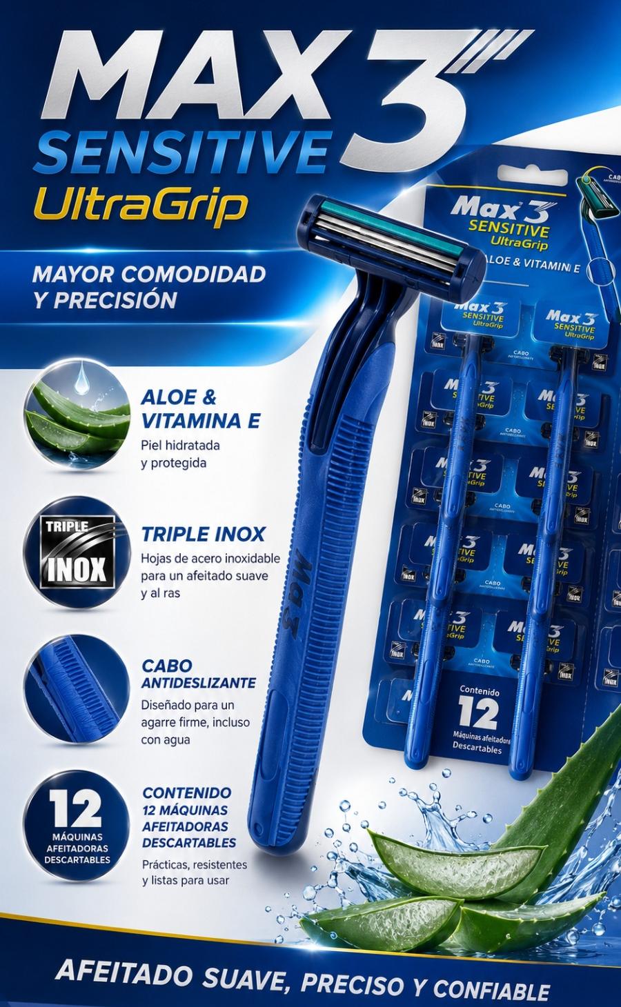 Afeitadora MAX 3 Sensitive UltraGrip